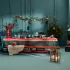 Table linen set 100% cotton 220 gsm jacquard pattern red green Noel magique houx
