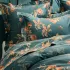 Flat sheet cotton sateen 115 gsm printed green orange Roses d'automne vert anglais