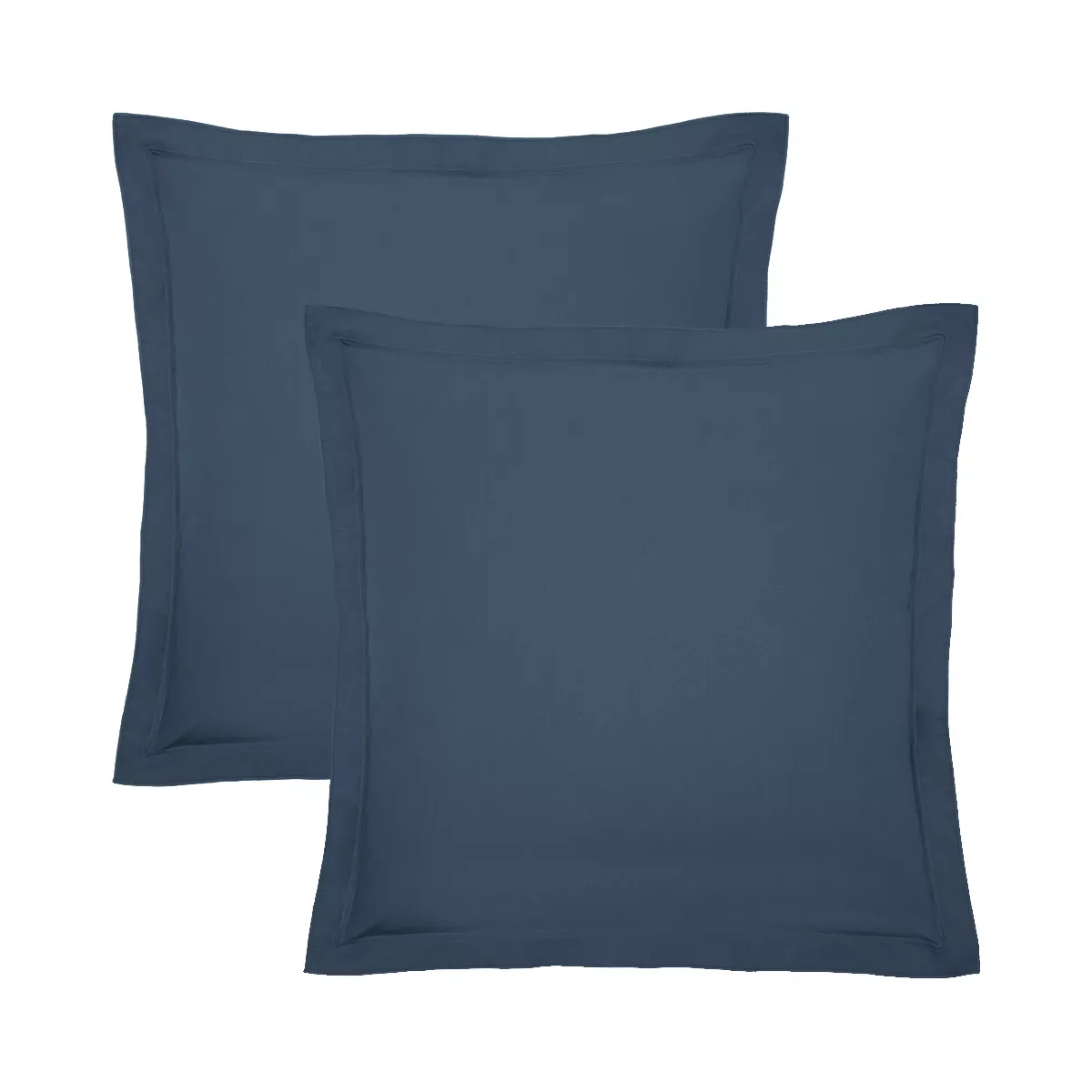 2 pillowcases cotton percale plain blue Giulia denim
