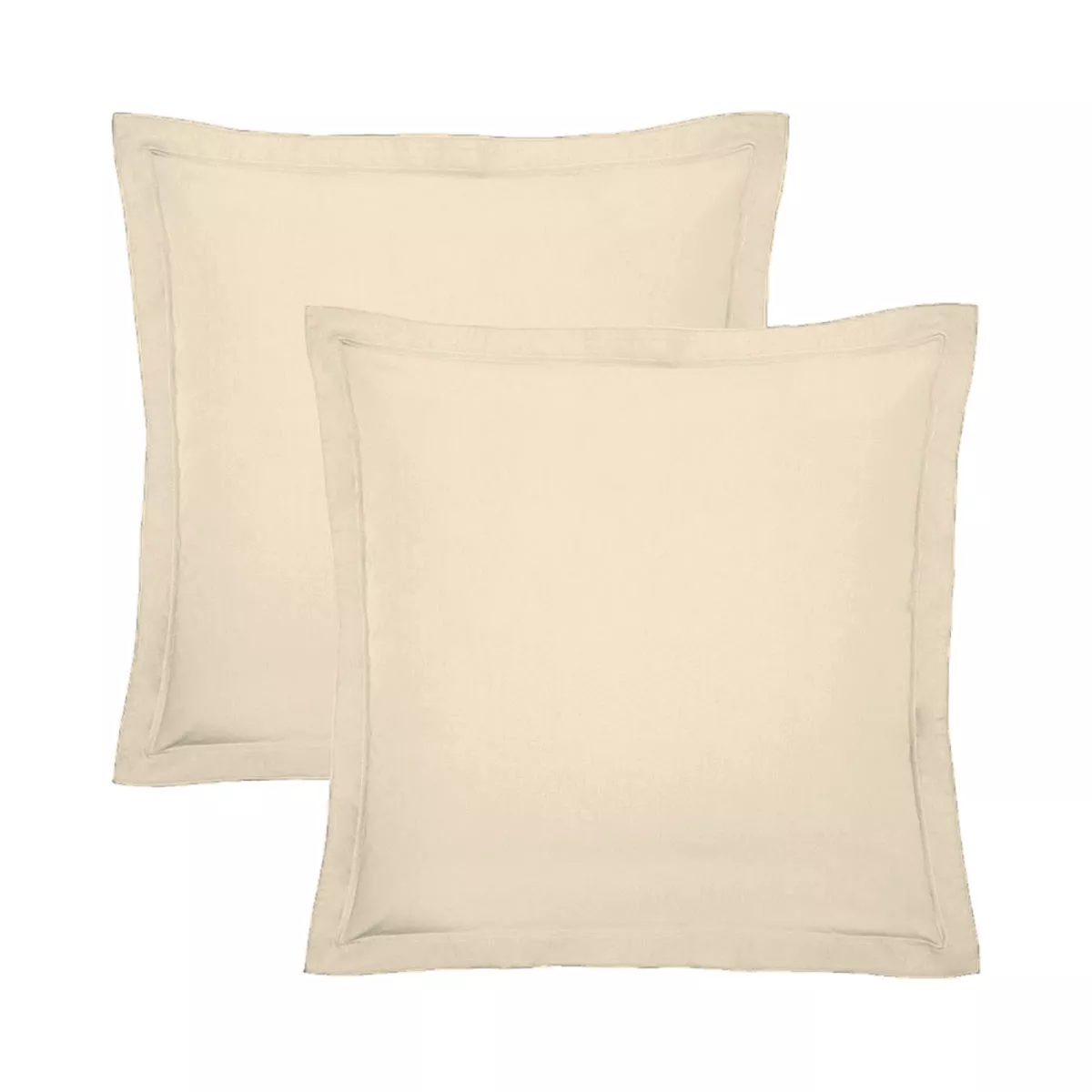 2 pillowcases cotton percale plain ivory Giulia ivoire