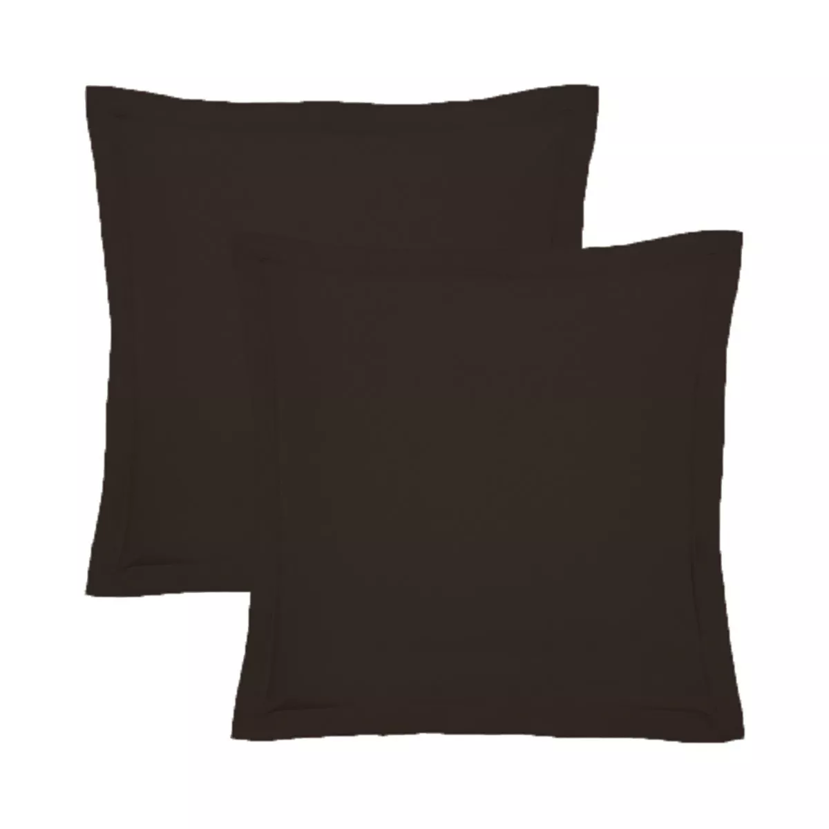 2 pillowcases cotton percale plain chocolat Giulia chocolat