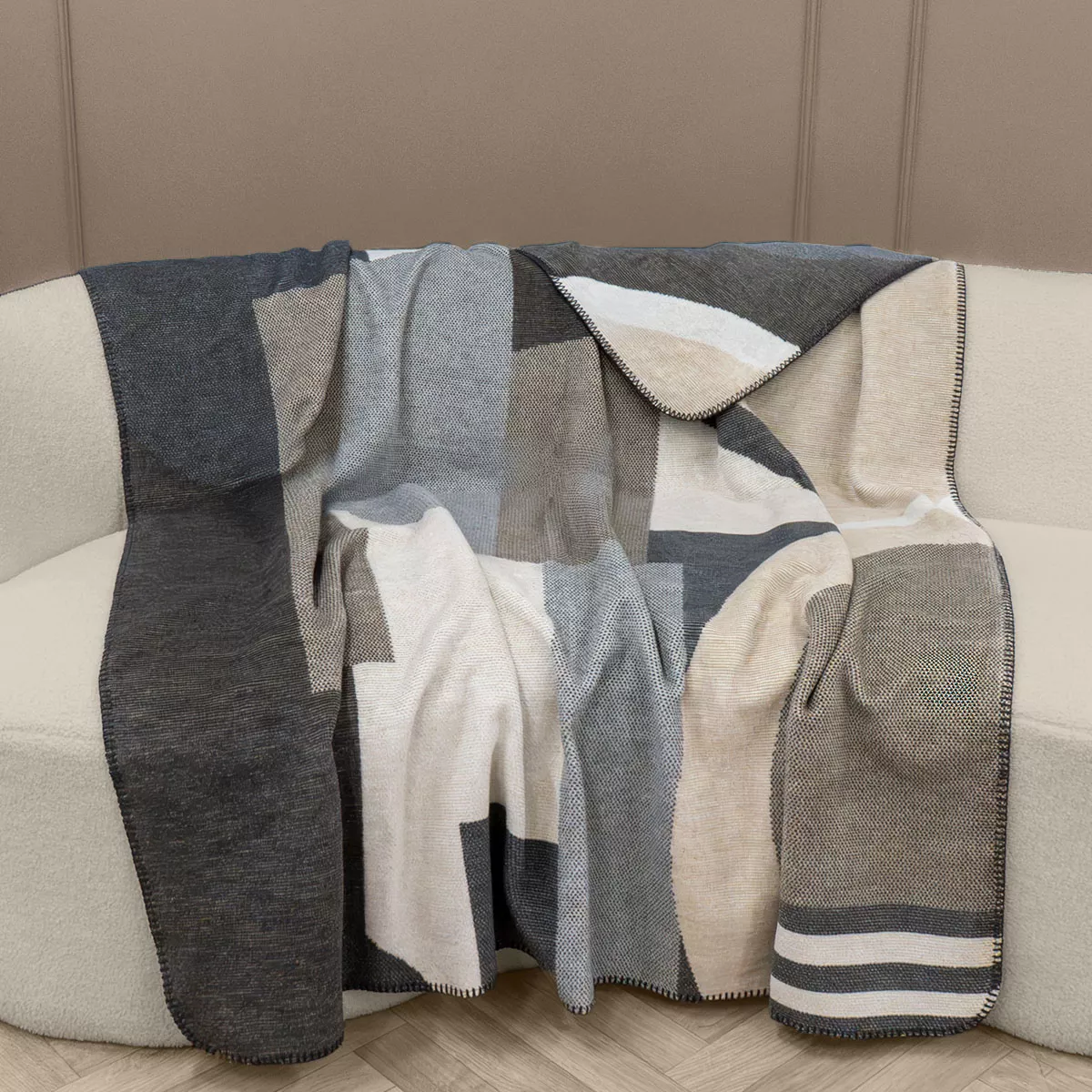 Plaid cotton blend 415 gsm jacquard pattern nude grey Livio dark