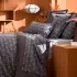 Flat sheet cotton sateen 115 gsm printed grey brown Tressages quartz