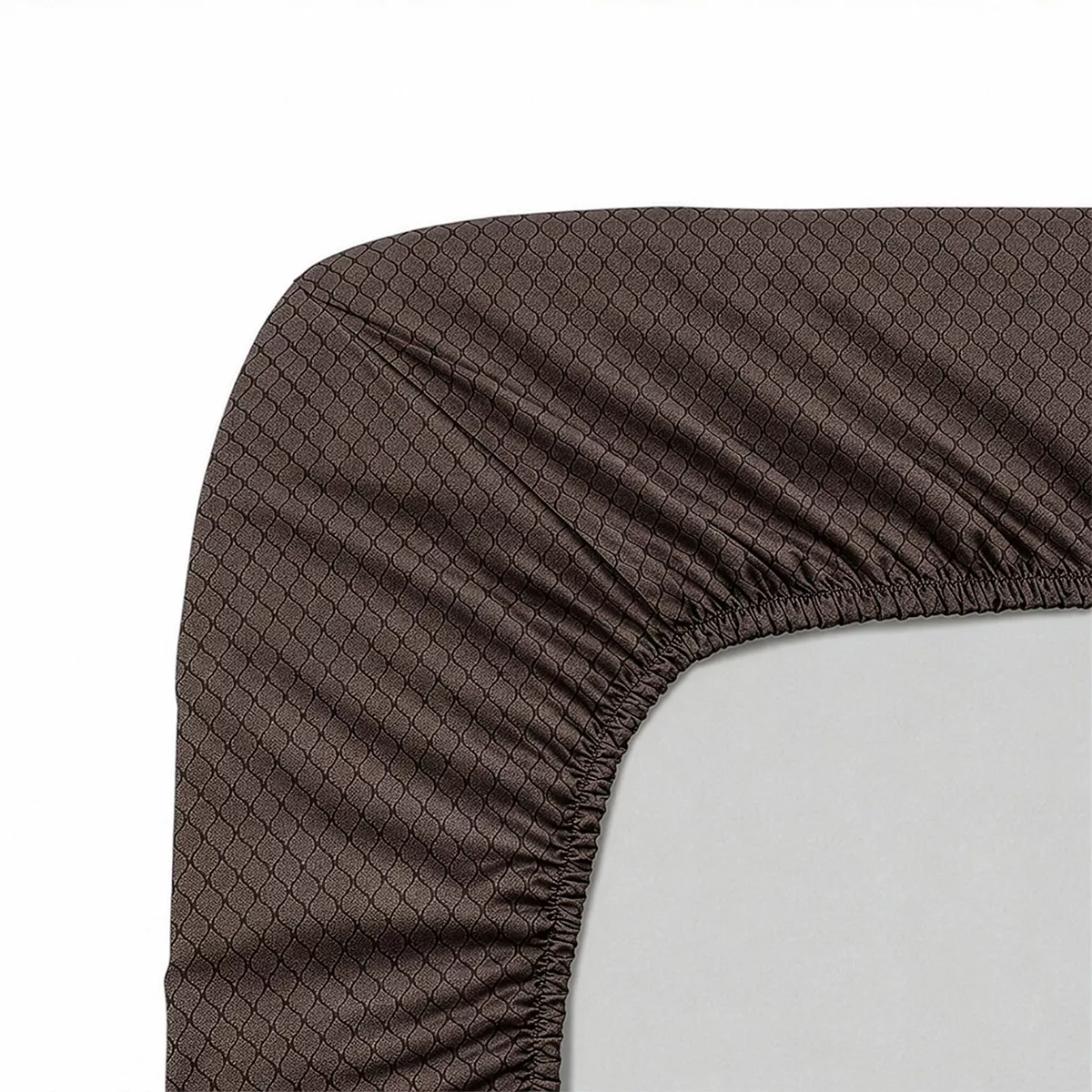 Drap housse b35 cotton sateen 115 gsm printed grey brown Tressages quartz