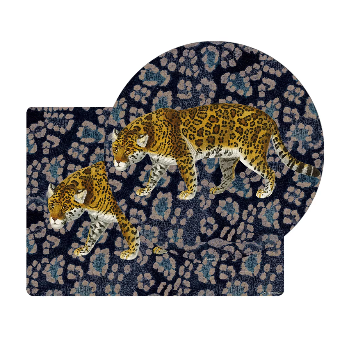 Table set vinyl 860 gsm printed blue yellow Jaguar fauve