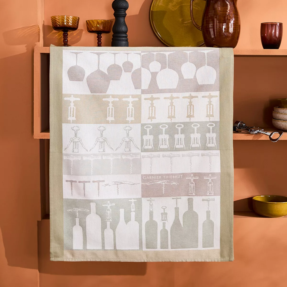 Kitchen towel 100% cotton jacquard pattern beige nude Sommelier beige