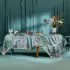 Table linen set linen & cotton prewashed 150 gsm printed blue purple Ombres boisees givre