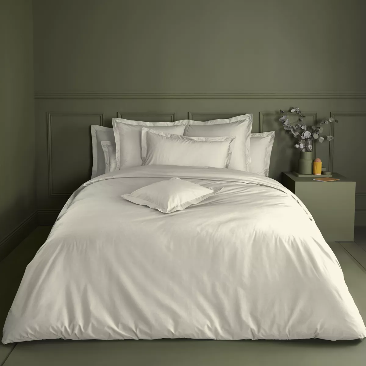Duvet cover cotton percale plain nude La percale francaise blanc casse