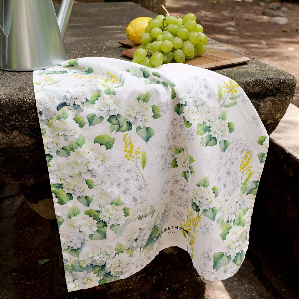 Kitchen towel linen & cotton prewashed 190 gsm printed yellow white Annabelle mimosa
