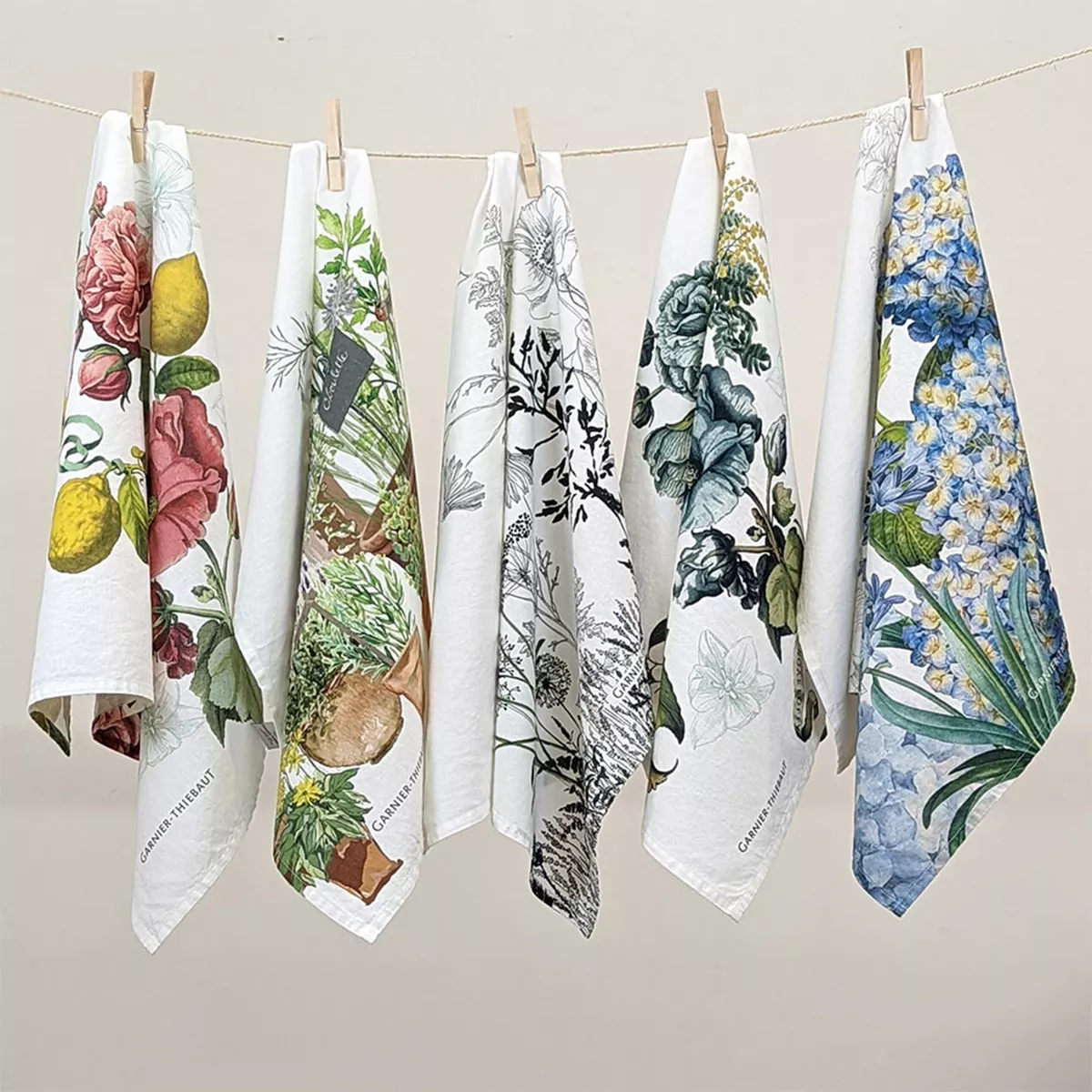 Kitchen towel linen & cotton prewashed 190 gsm printed multicolor Citrons de menton romance