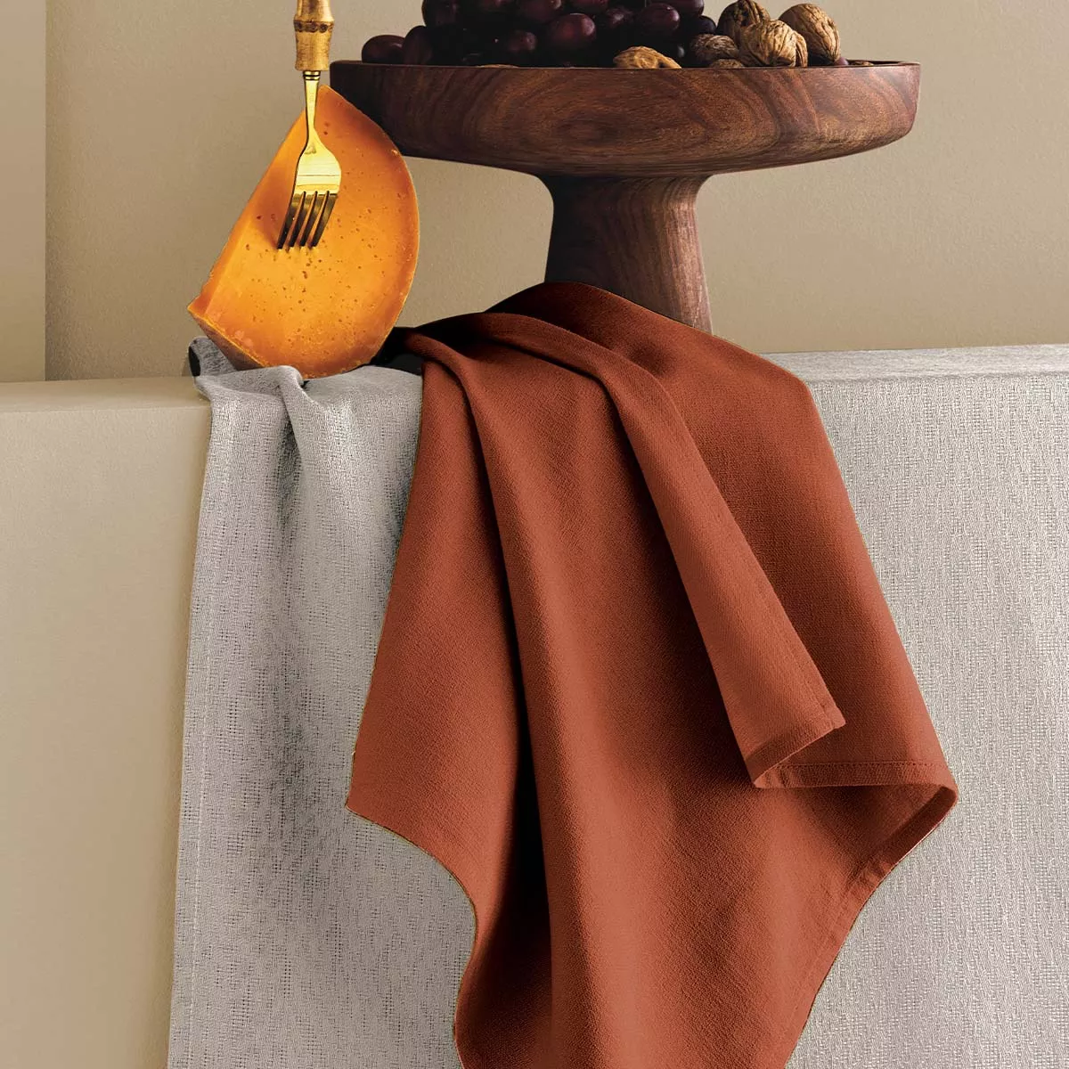 Napkin 100% cotton jacquard pattern orange Bastide sienne