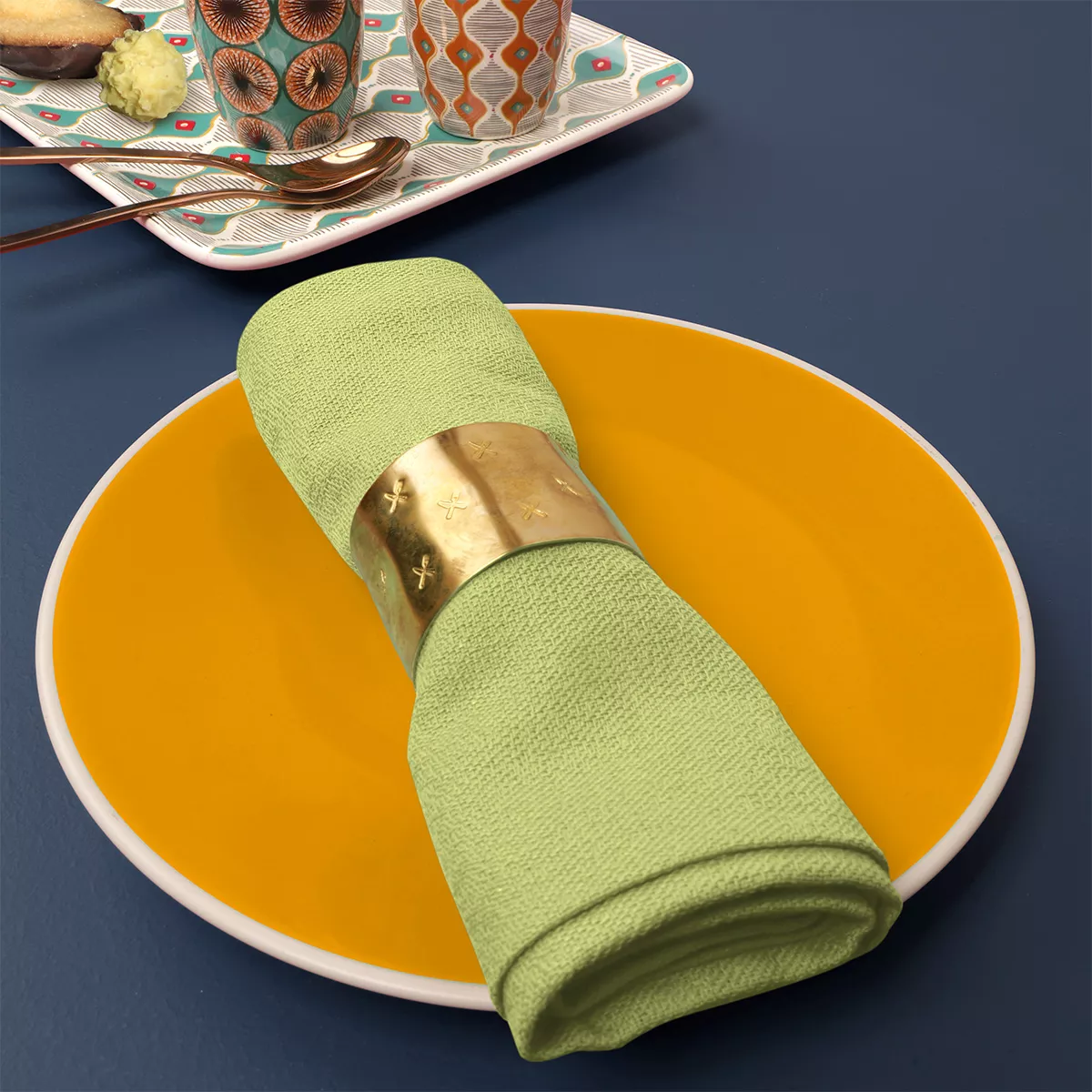 Napkin 100% cotton jacquard pattern green Bastide absinthe