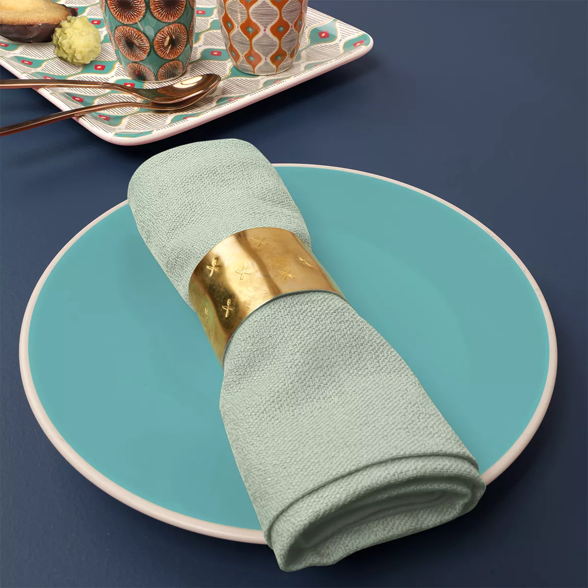 Napkin 100% cotton jacquard pattern green Bastide celadon