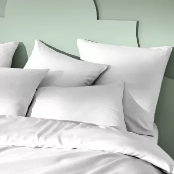Pillowcase cotton sateen jacquard pattern white Vibrato blanc