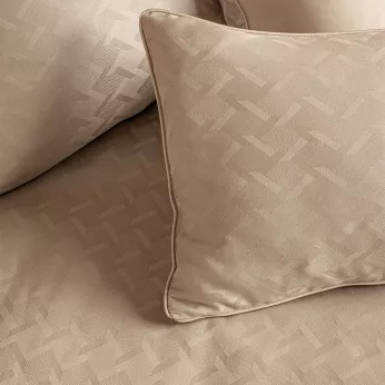 2 pillowcases cotton sateen jacquard pattern beige Adagio lin