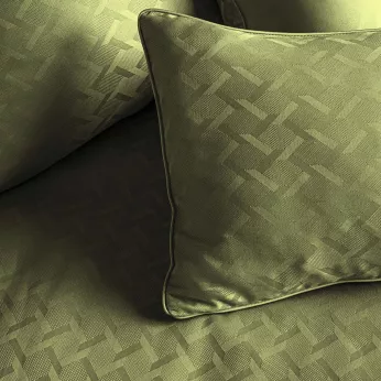 Pillowcase cotton sateen jacquard pattern green Adagio kaki