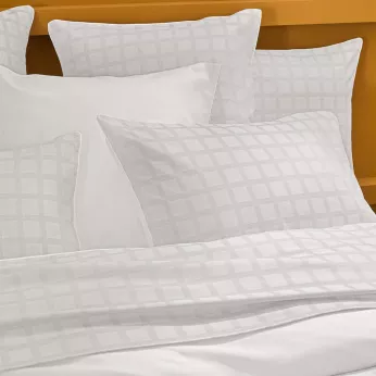 Pillowcase cotton sateen jacquard pattern white Allegria neige