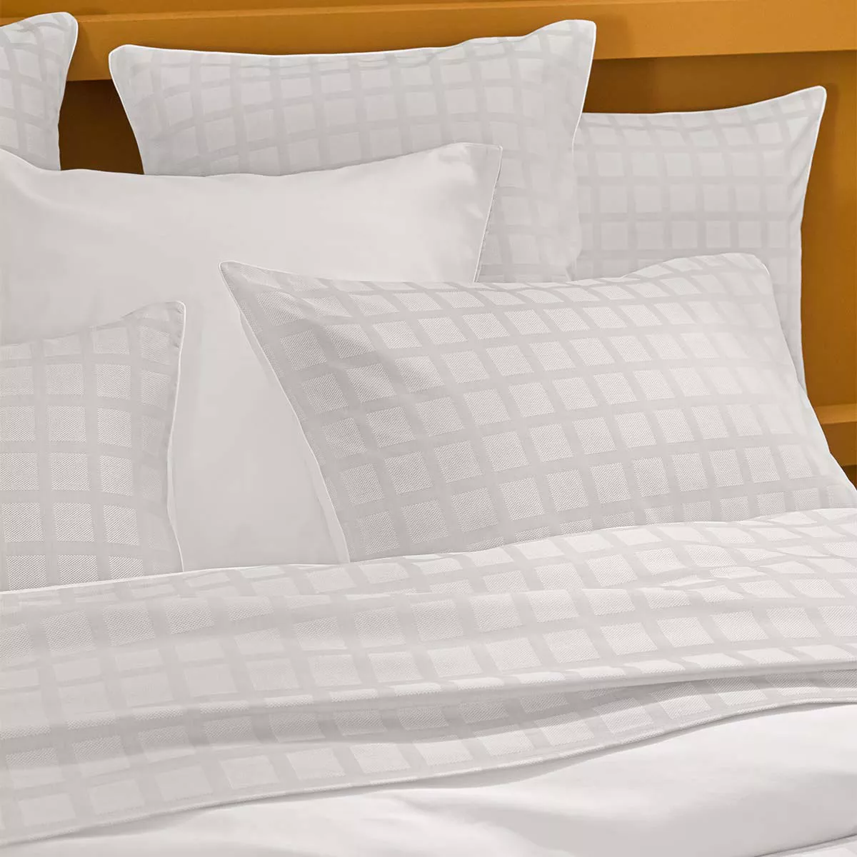 Pillowcase cotton sateen jacquard pattern white Allegria neige