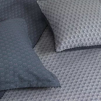 Pillowcase cotton percale printed blue grey Osaka givre
