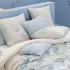 Pillowcase linen & cotton prewashed 130 gsm printed blue beige Vagues indigo