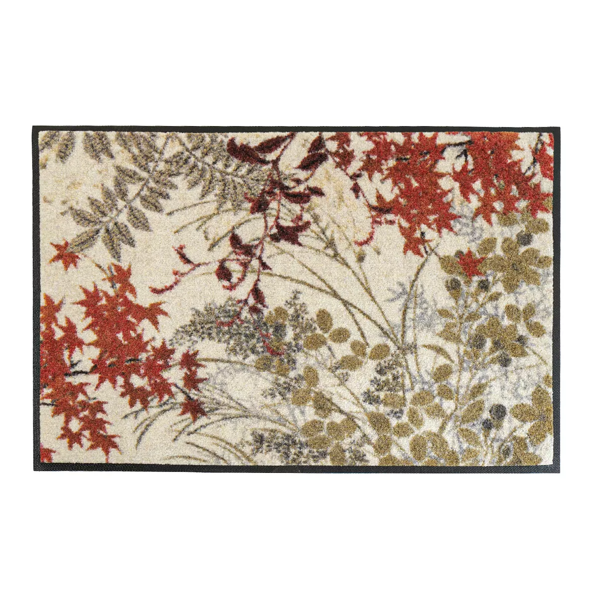 Decor mat caoutchouc & nylon printed beige orange Erables automne