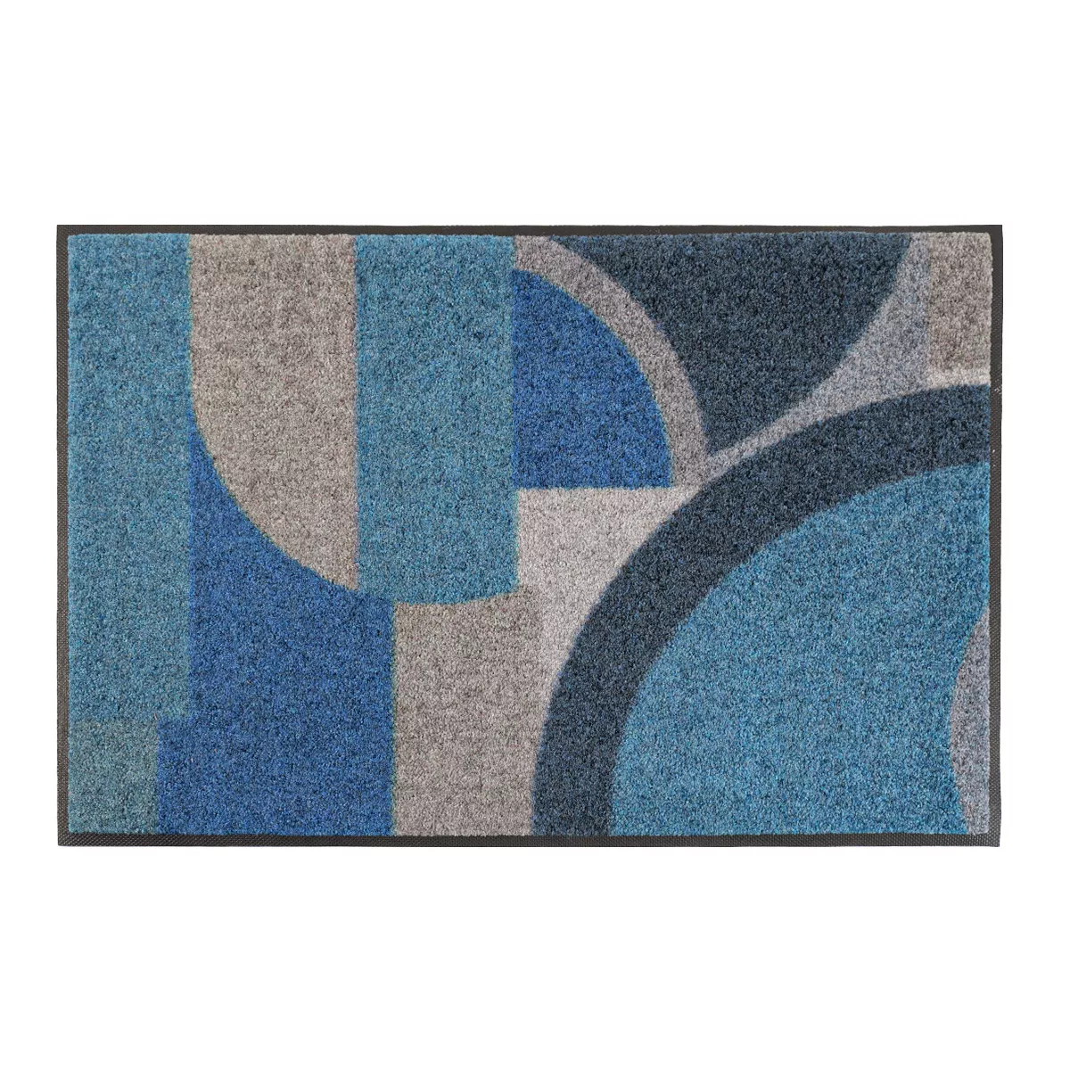 Decor mat caoutchouc & nylon printed blue teal Livio petrole