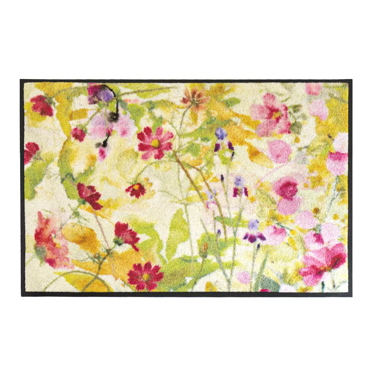 Decor mat caoutchouc & nylon printed pink green Souffle fleuri printemps