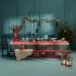 Tablecloth 100% cotton stain repellent 220 gsm jacquard pattern green red Noel magique houx