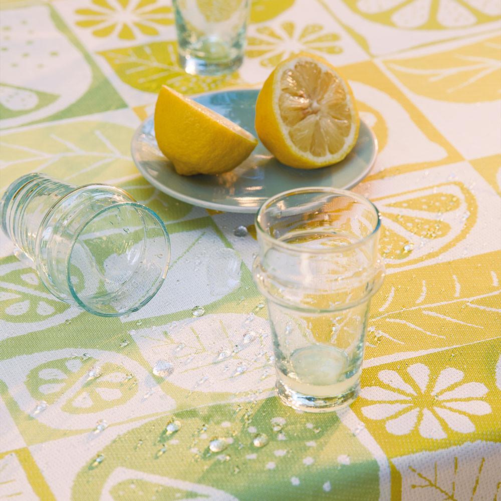 Nappe mosaïque de citrons jaune et verte